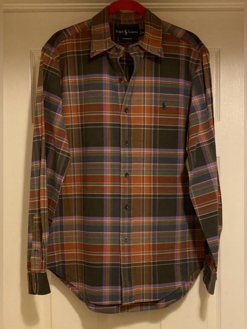 Ralph Lauren Mens Classic Fit Long-Sleeve Button Down Plaid Shirt Sz M